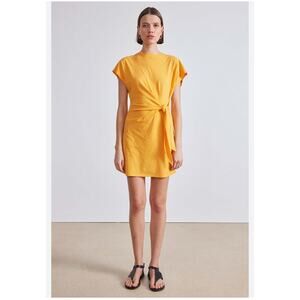 Apiece Apart Dress Womens XS Yellow Organic Cotton Tie Front Short Sleeve Nina